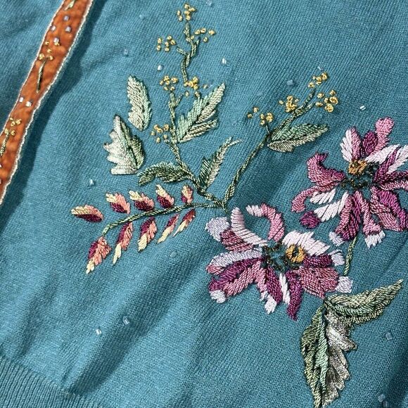 NWT Venezia Multicolor Floral Crew Neck Cardigan Sweater Women Size 14/16 - Picture 7 of 13